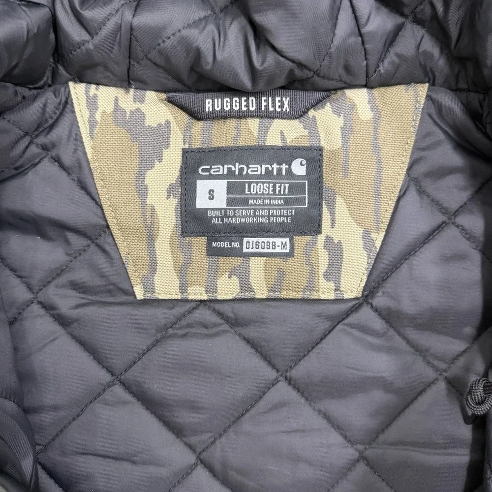 Carhartt Jacket Mens Small BottomLand Camo Rugged Flex‎ Duck Insulated Loose Fit